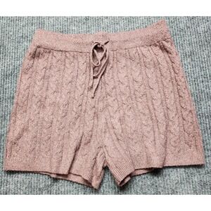 Pink Rose Cable Knit Lounge Shorts Mauve Marl Drawstring Waist XS